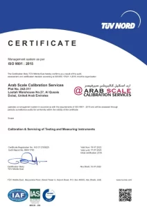 certificates industrial weighing scale uae